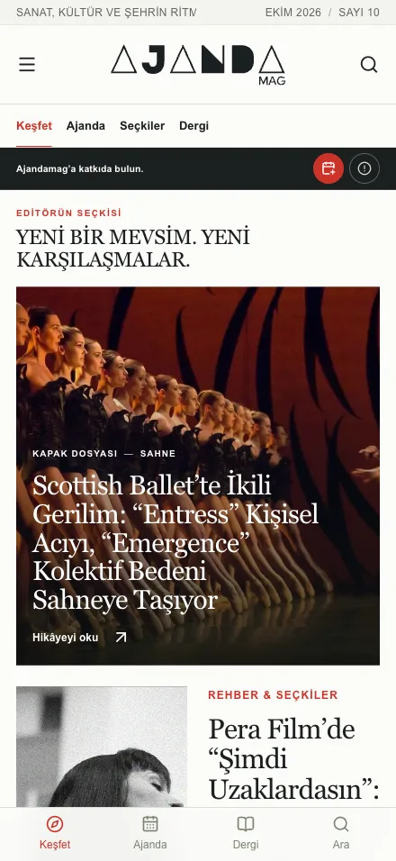 Ajandamag mobil arayüzü