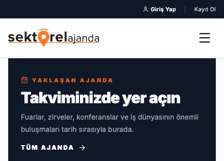 Sektörel Ajanda mobil arayüzü