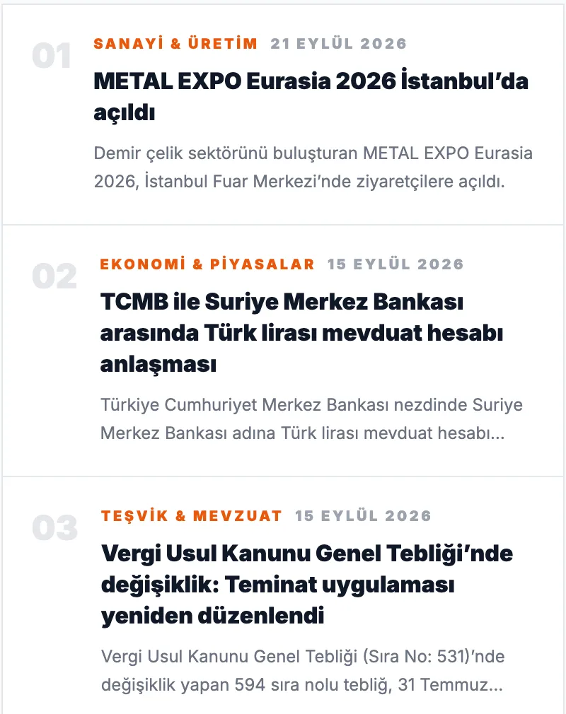 Sektörel Ajanda gündem listesi